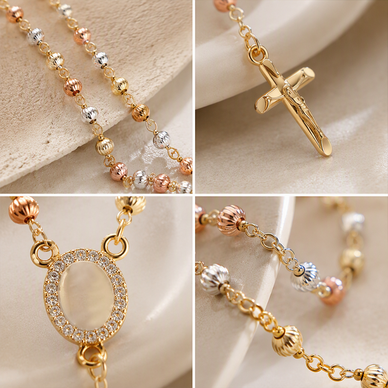 ✝️ PROMO FLASH : 50% DE RÉDUCTION ! Collier Chapelet avec Croix et Perles – Motif Vierge Marie & Finition Dorée for Un Élégant Accessoire Intemporel ✨📿