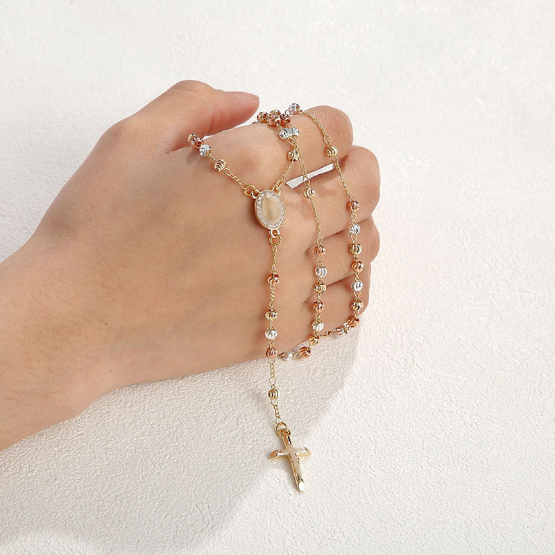 ✝️ PROMO FLASH : 50% DE RÉDUCTION ! Collier Chapelet avec Croix et Perles – Motif Vierge Marie & Finition Dorée for Un Élégant Accessoire Intemporel ✨📿