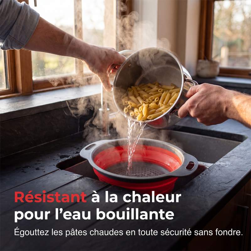 Passoire de cuisine pliable, panier égouttoir à légumes et fruits peu encombrant