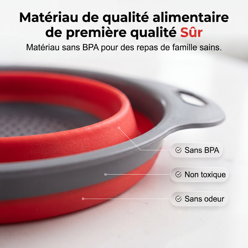 Passoire de cuisine pliable, panier égouttoir à légumes et fruits peu encombrant