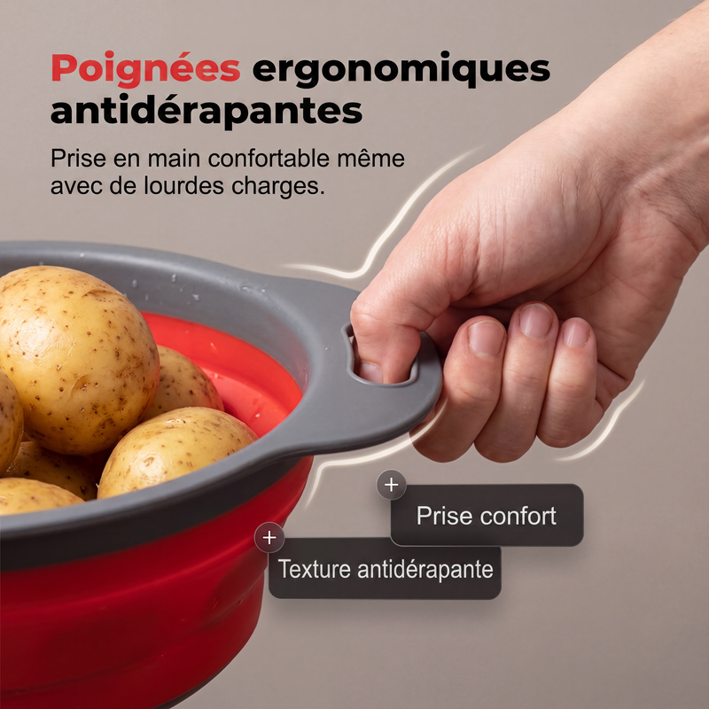 Passoire de cuisine pliable, panier égouttoir à légumes et fruits peu encombrant