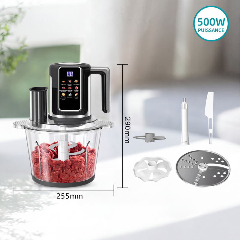 Robot culinaire multifonction avec commande tactile et bol en verre