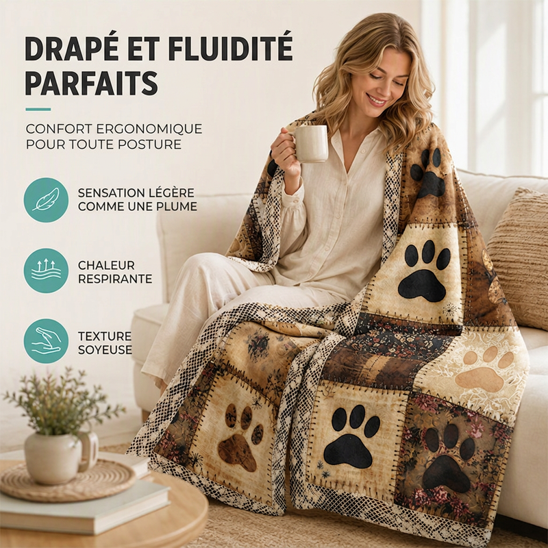 🐾 50% DE RÉDUCTION! 🛋️ Couverture en flanelle – Motifs pattes, douce & réconfortante ✨