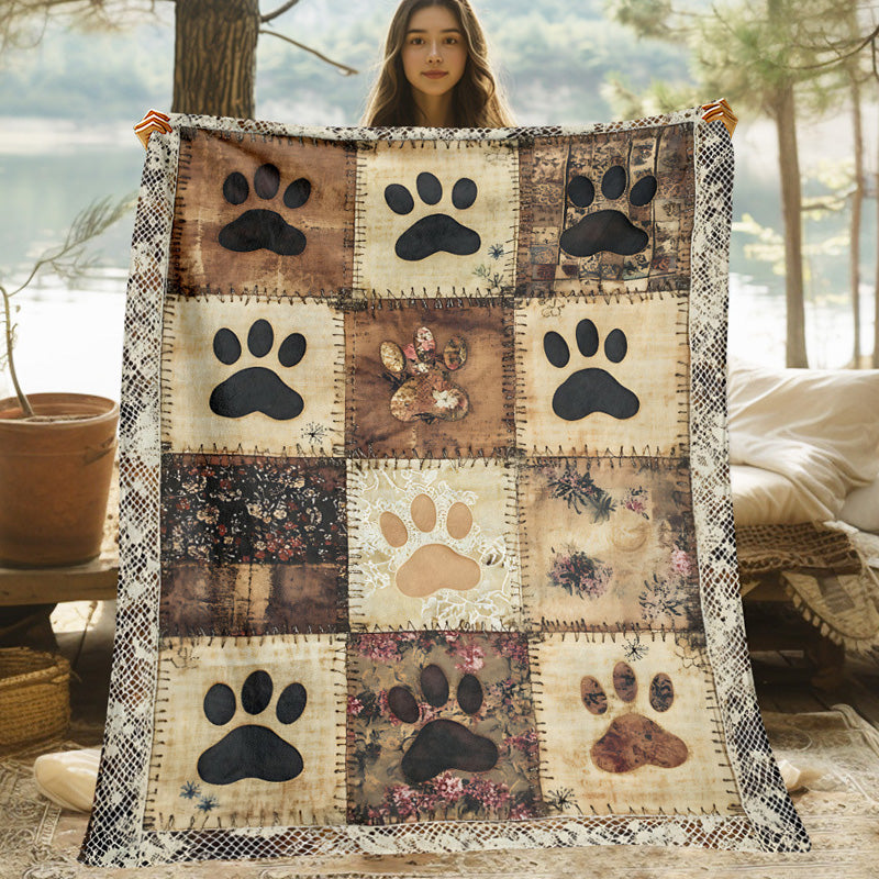 🐾 50% DE RÉDUCTION! 🛋️ Couverture en flanelle – Motifs pattes, douce & réconfortante ✨