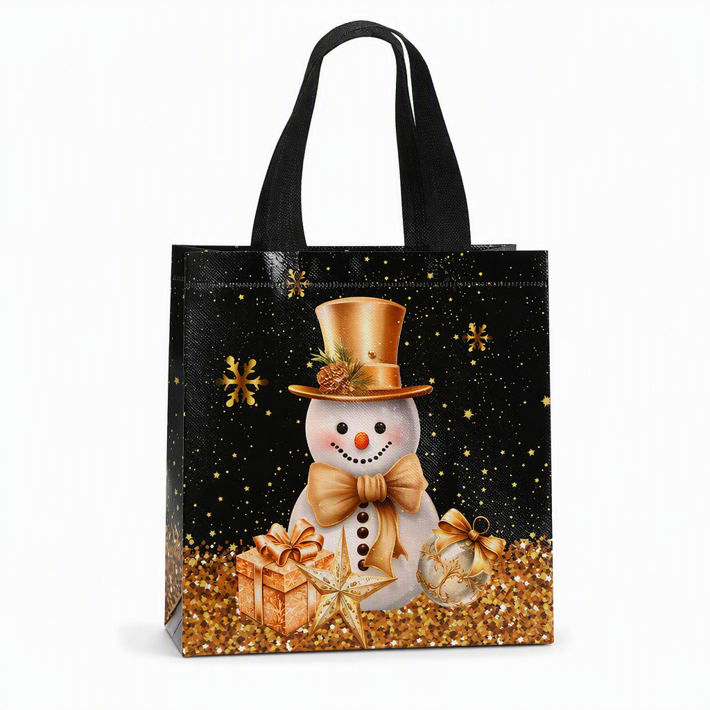 🎉 Soldes 2026 — Plus de 12 000 vendus !🎄 Sac Cadeau de Noël en Non-Tissé Noir – Détails Dorure Or Réutilisable ✨
