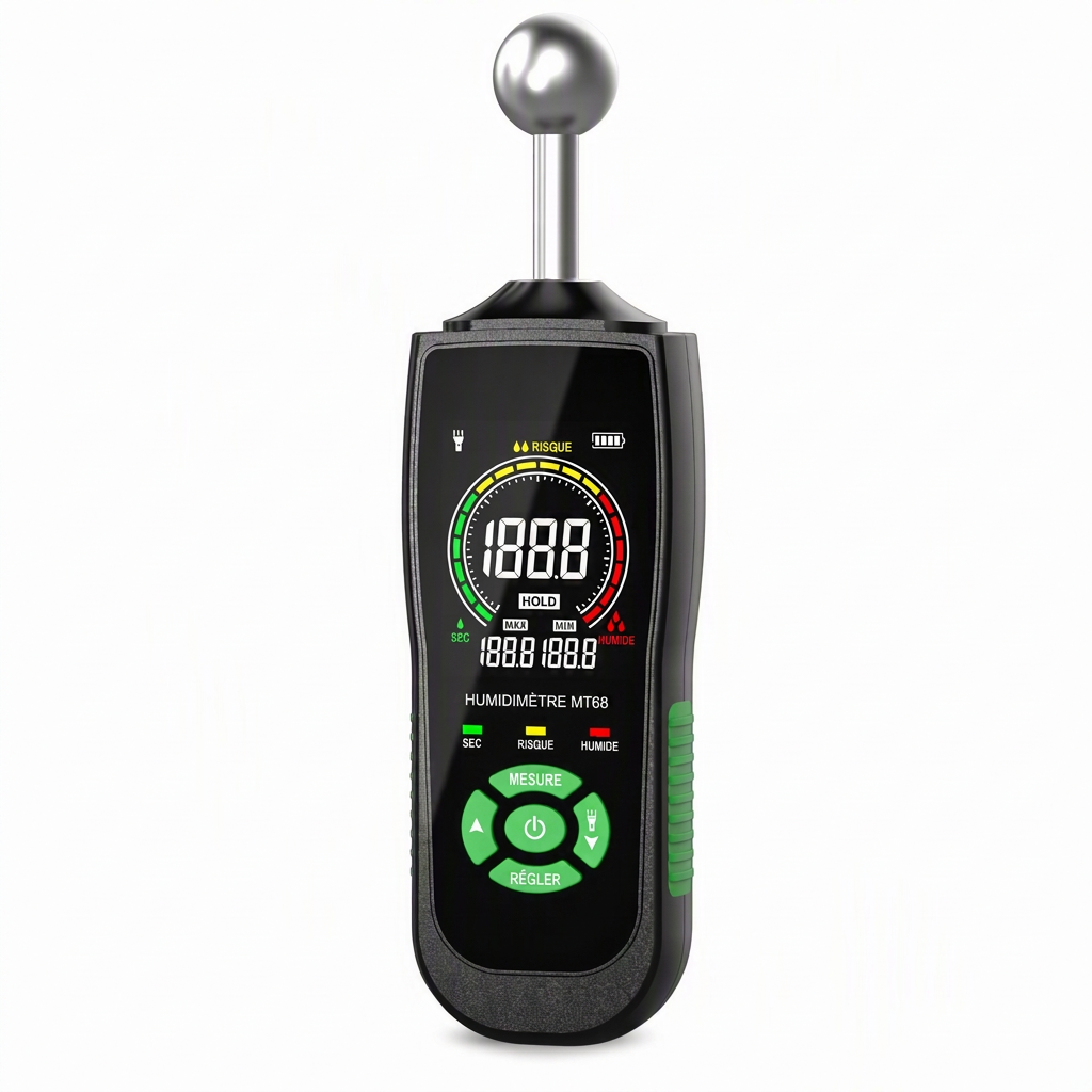 MT68 Humidimètre à capteur sphérique sans broche pour les tests d'humidité et de fuites sur enduits muraux, mastics, maçonneries et carrelages