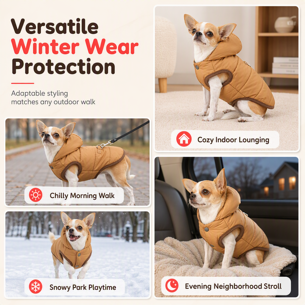 🐕 50% DE RÉDUCTION! 🧥 Manteau à capuche – Harnais intégré, chaud & coupe‑vent ✨