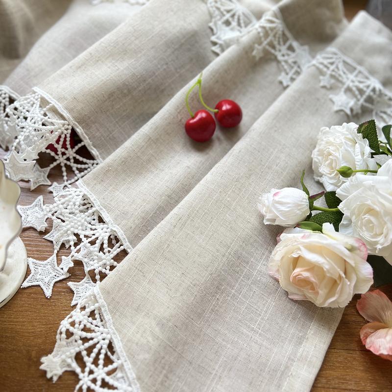 🌿 50% DE RÉDUCTION! ⭐ Rideau champêtre – Bordure dentelle étoilée & 10 tailles ✨