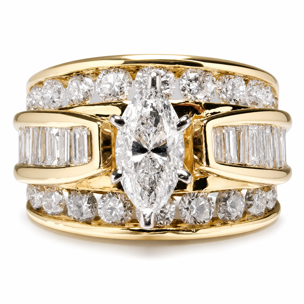 ⏳Offre spéciale à durée limitée⏰Bague de fiançailles plaquée avec oxyde de zirconium, bijou fantaisie taille marquise