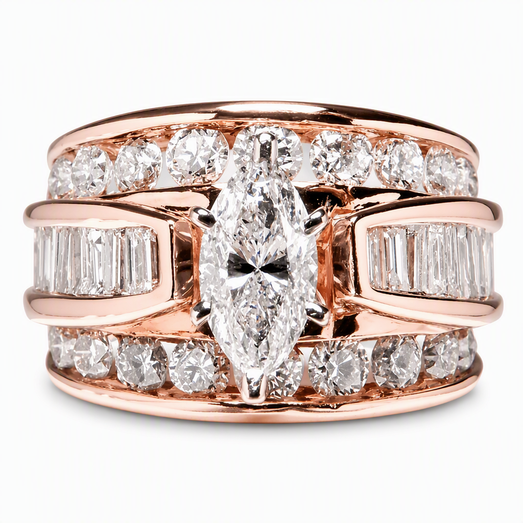⏳Offre spéciale à durée limitée⏰Bague de fiançailles plaquée avec oxyde de zirconium, bijou fantaisie taille marquise