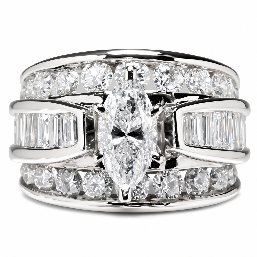 ⏳Offre spéciale à durée limitée⏰Bague de fiançailles plaquée avec oxyde de zirconium, bijou fantaisie taille marquise