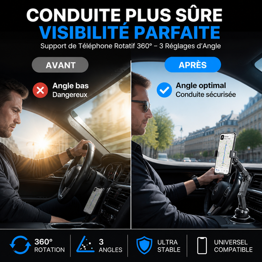 🚗 50% DE RÉDUCTION! 🥤 Support de verre 360° – Pivotant, réglable & universel ✨