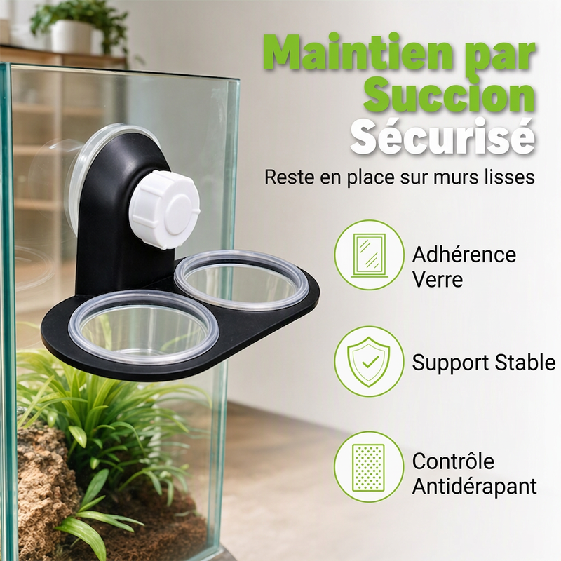 Rebord d'alimentation double pour reptiles avec bols