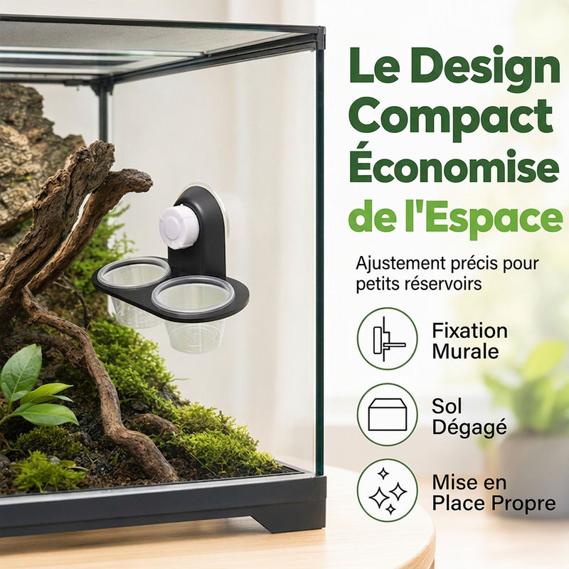 Rebord d'alimentation double pour reptiles avec bols