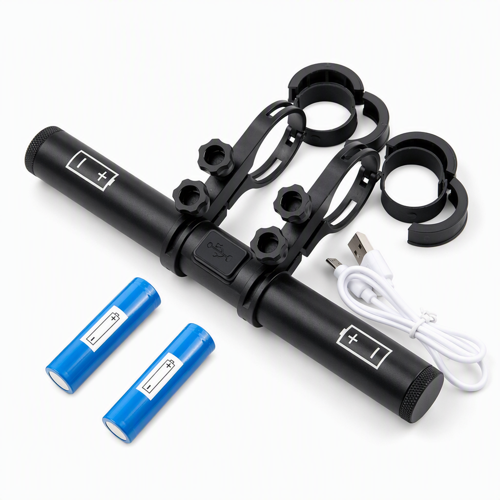 Support d'extension de guidon de vélo avec fonction de batterie externe USB et support de lampe de poche pour vélo