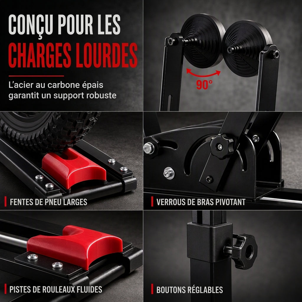 Support de stationnement au sol pour vélo pliable, présentoir à vélo en forme de U à double poteau, adapté aux vélos de route et aux VTT