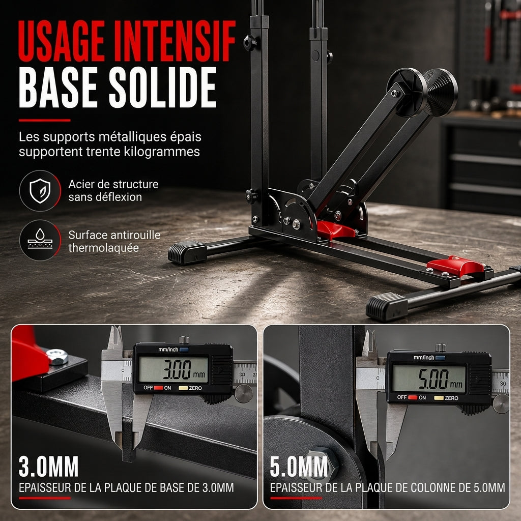 Support de stationnement au sol pour vélo pliable, présentoir à vélo en forme de U à double poteau, adapté aux vélos de route et aux VTT