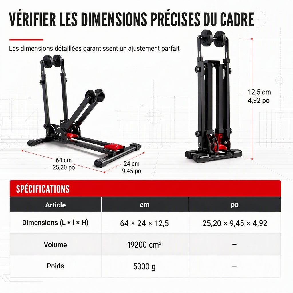 Support de stationnement au sol pour vélo pliable, présentoir à vélo en forme de U à double poteau, adapté aux vélos de route et aux VTT