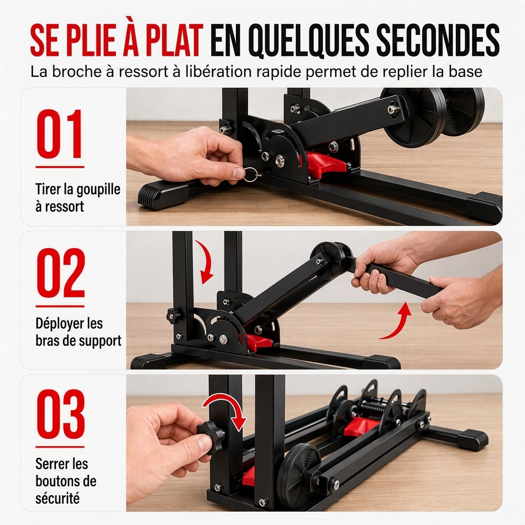 Support de stationnement au sol pour vélo pliable, présentoir à vélo en forme de U à double poteau, adapté aux vélos de route et aux VTT