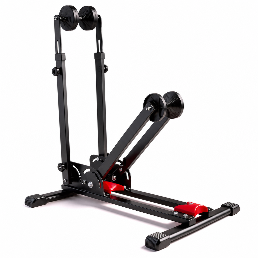 Support de stationnement au sol pour vélo pliable, présentoir à vélo en forme de U à double poteau, adapté aux vélos de route et aux VTT