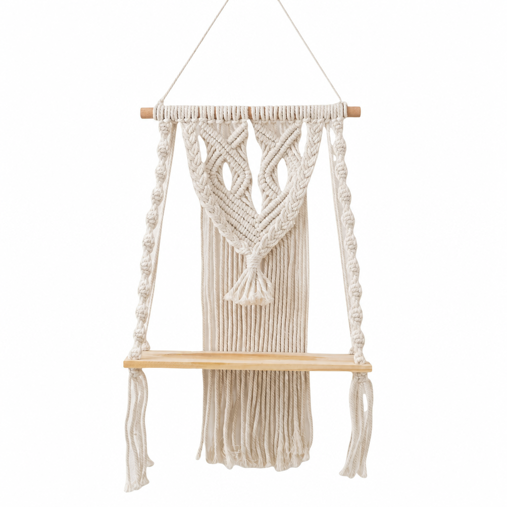 ⏳ Offre spéciale à durée limitée ⏰ Étagère murale flottante en macramé tissé à la main style bohème, pour livres et plantes, décoration de salon