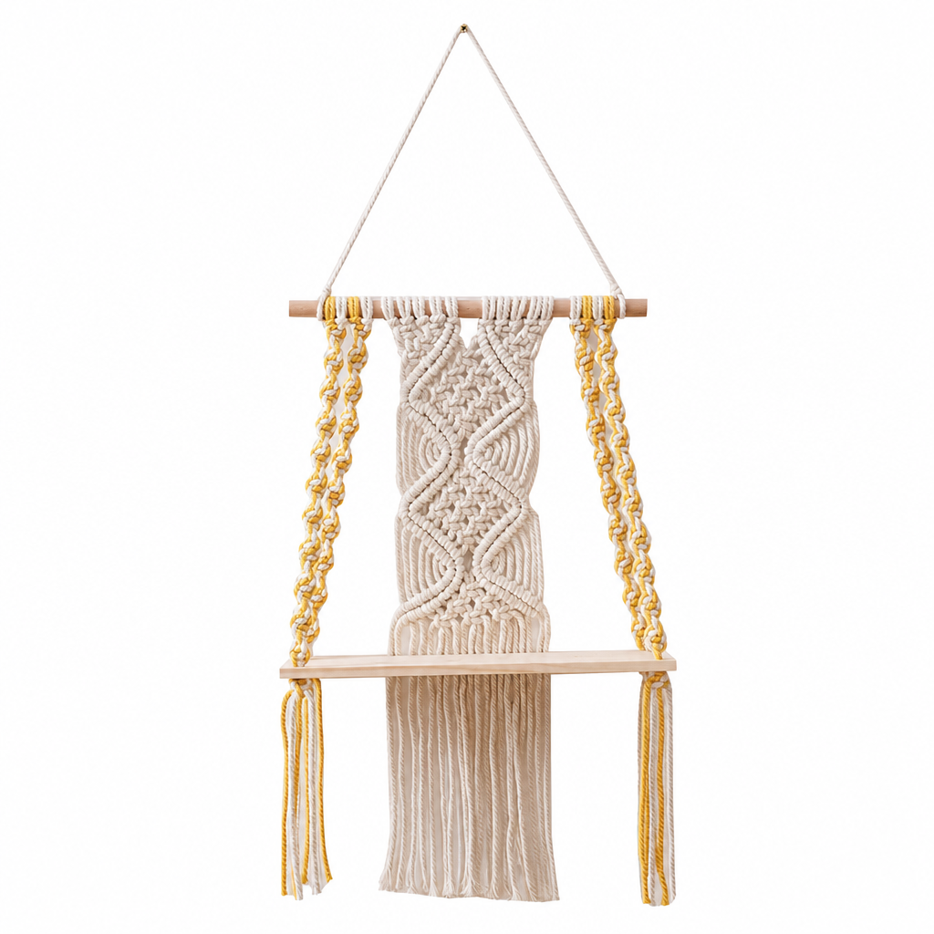 ⏳ Offre spéciale à durée limitée ⏰ Étagère murale flottante en macramé tissé à la main style bohème, pour livres et plantes, décoration de salon