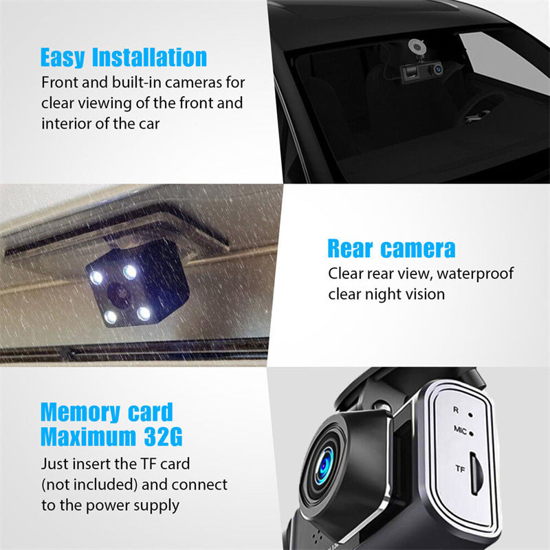 🚗 PROMO LIMITÉE -50% 📹 Caméra Tableau de Bord 1080P — Triple Objectif, Couverture Complète