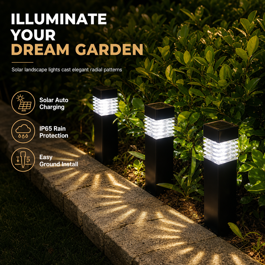 Lampes solaires d'extérieur pour jardin : lampes carrées étanches à enfoncer dans le sol, pour allées et pelouses, destinées à la décoration de jardins et d'espaces verts