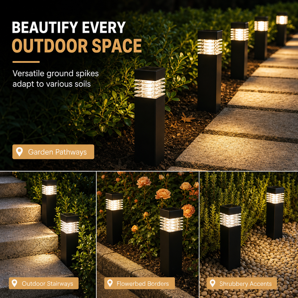 Lampes solaires d'extérieur pour jardin : lampes carrées étanches à enfoncer dans le sol, pour allées et pelouses, destinées à la décoration de jardins et d'espaces verts