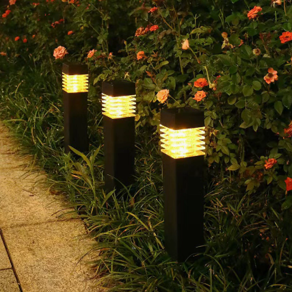 Lampes solaires d'extérieur pour jardin : lampes carrées étanches à enfoncer dans le sol, pour allées et pelouses, destinées à la décoration de jardins et d'espaces verts