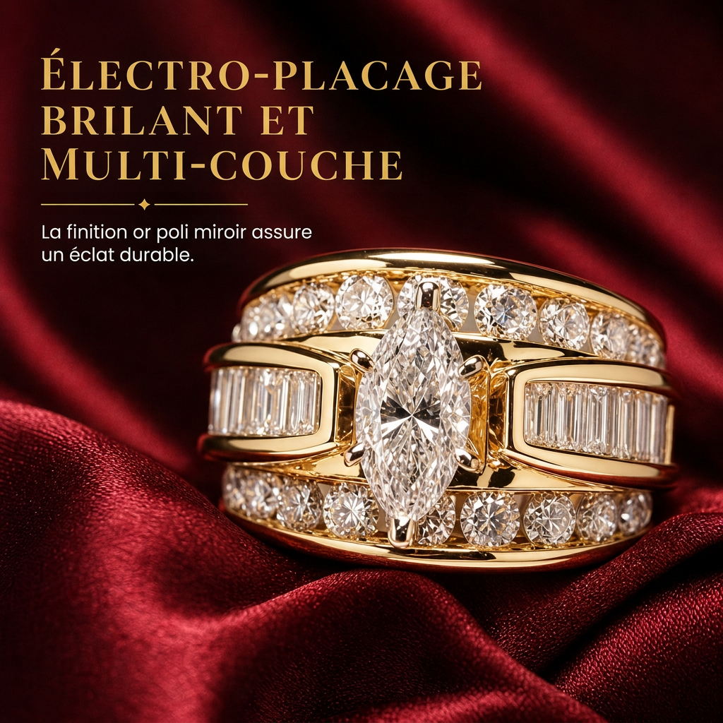 ⏳Offre spéciale à durée limitée⏰Bague de fiançailles plaquée avec oxyde de zirconium, bijou fantaisie taille marquise