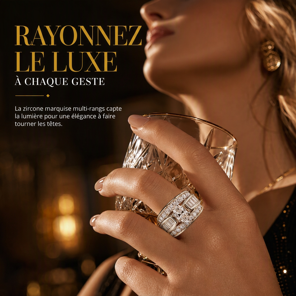 ⏳Offre spéciale à durée limitée⏰Bague de fiançailles plaquée avec oxyde de zirconium, bijou fantaisie taille marquise