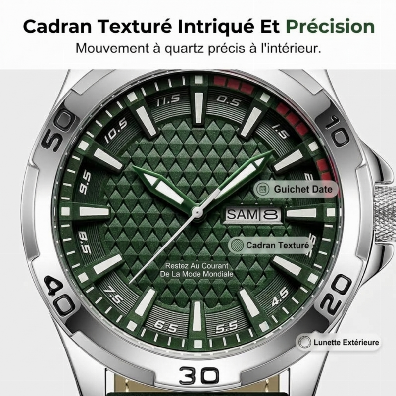 Montre-bracelet de sport à quartz lumineuse pour homme, étanche 30M