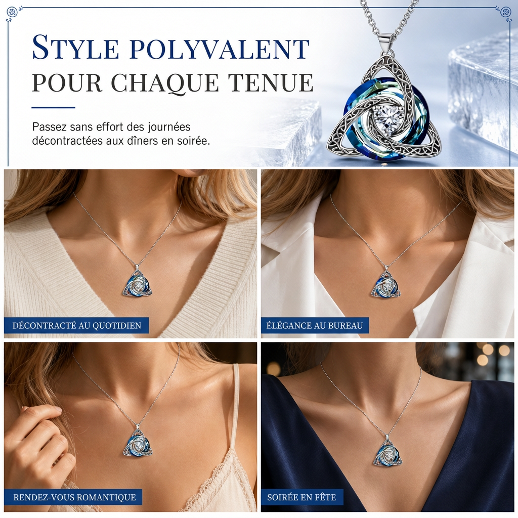 Collier pendentif avec pierre de naissance et nœud celtique pour femme