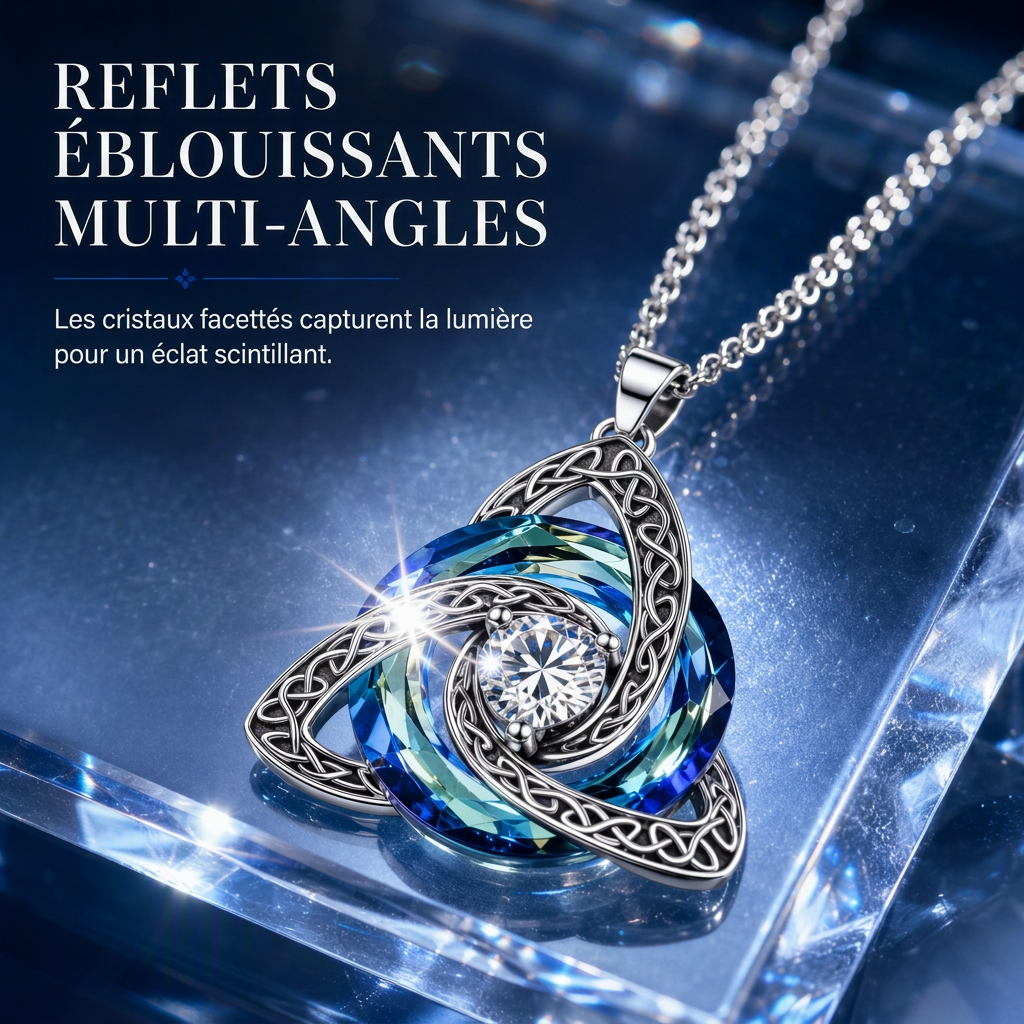Collier pendentif avec pierre de naissance et nœud celtique pour femme