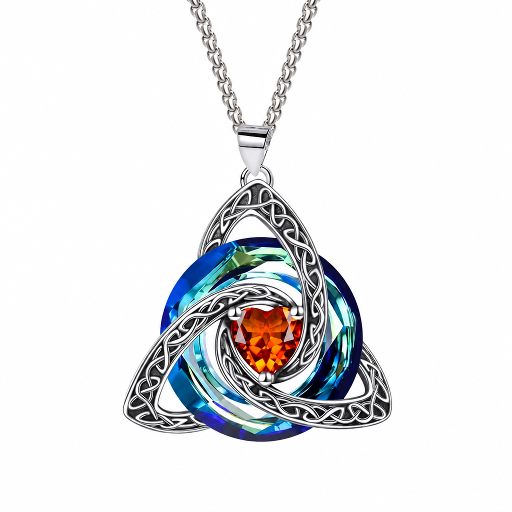 Collier pendentif avec pierre de naissance et nœud celtique pour femme