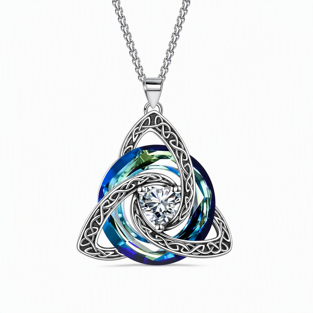 Collier pendentif avec pierre de naissance et nœud celtique pour femme