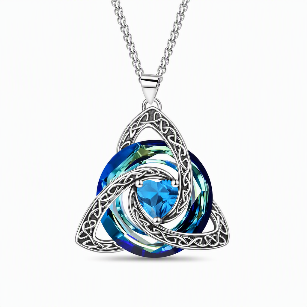 Collier pendentif avec pierre de naissance et nœud celtique pour femme
