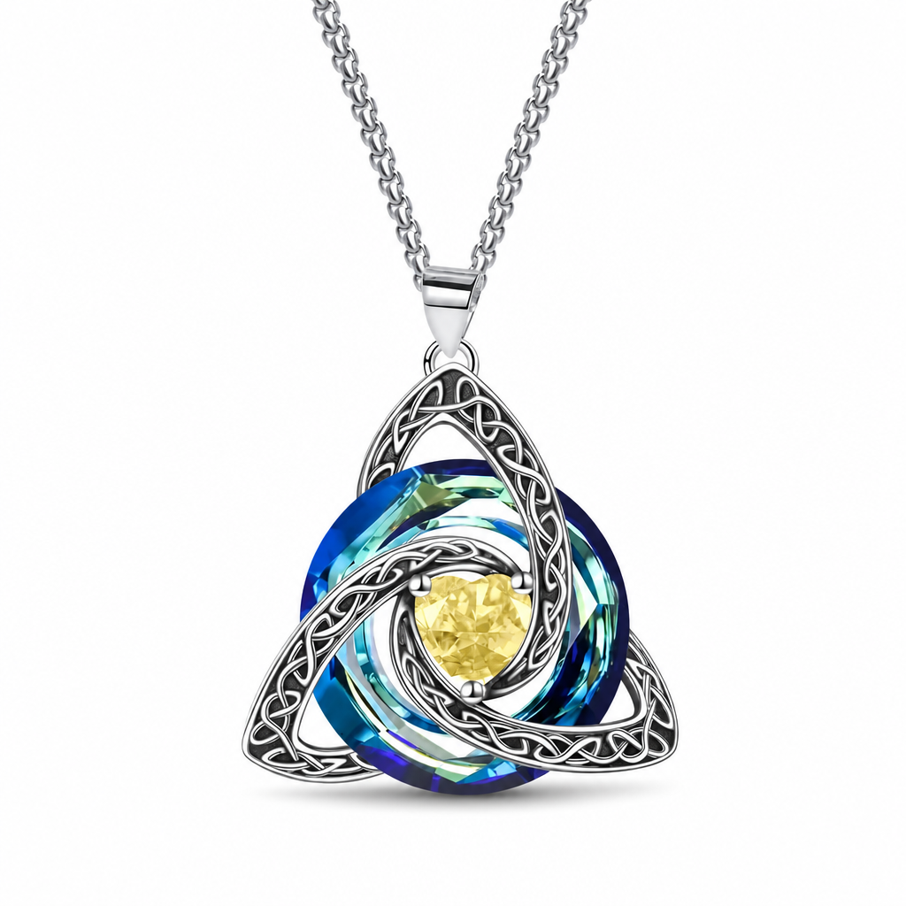 Collier pendentif avec pierre de naissance et nœud celtique pour femme