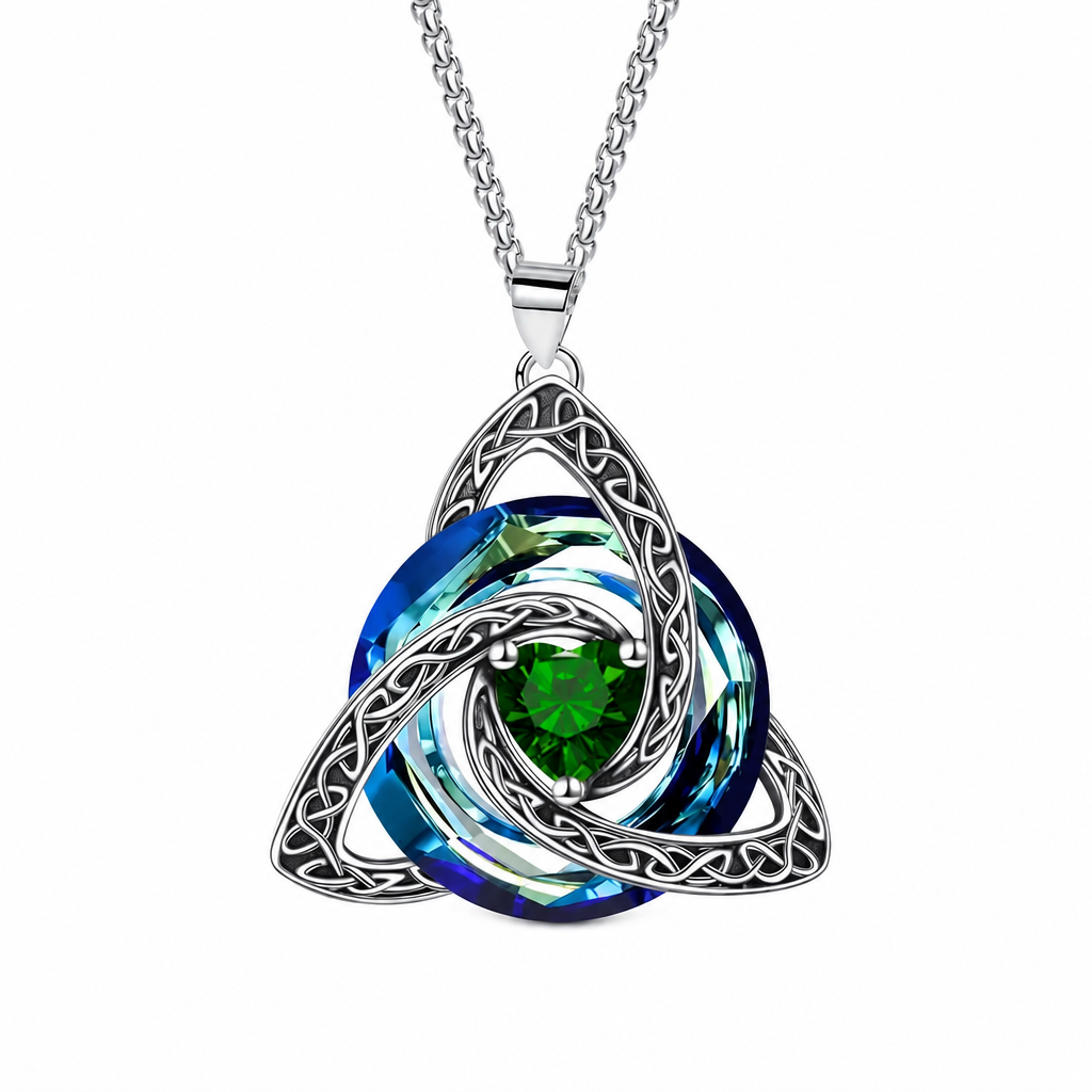 Collier pendentif avec pierre de naissance et nœud celtique pour femme