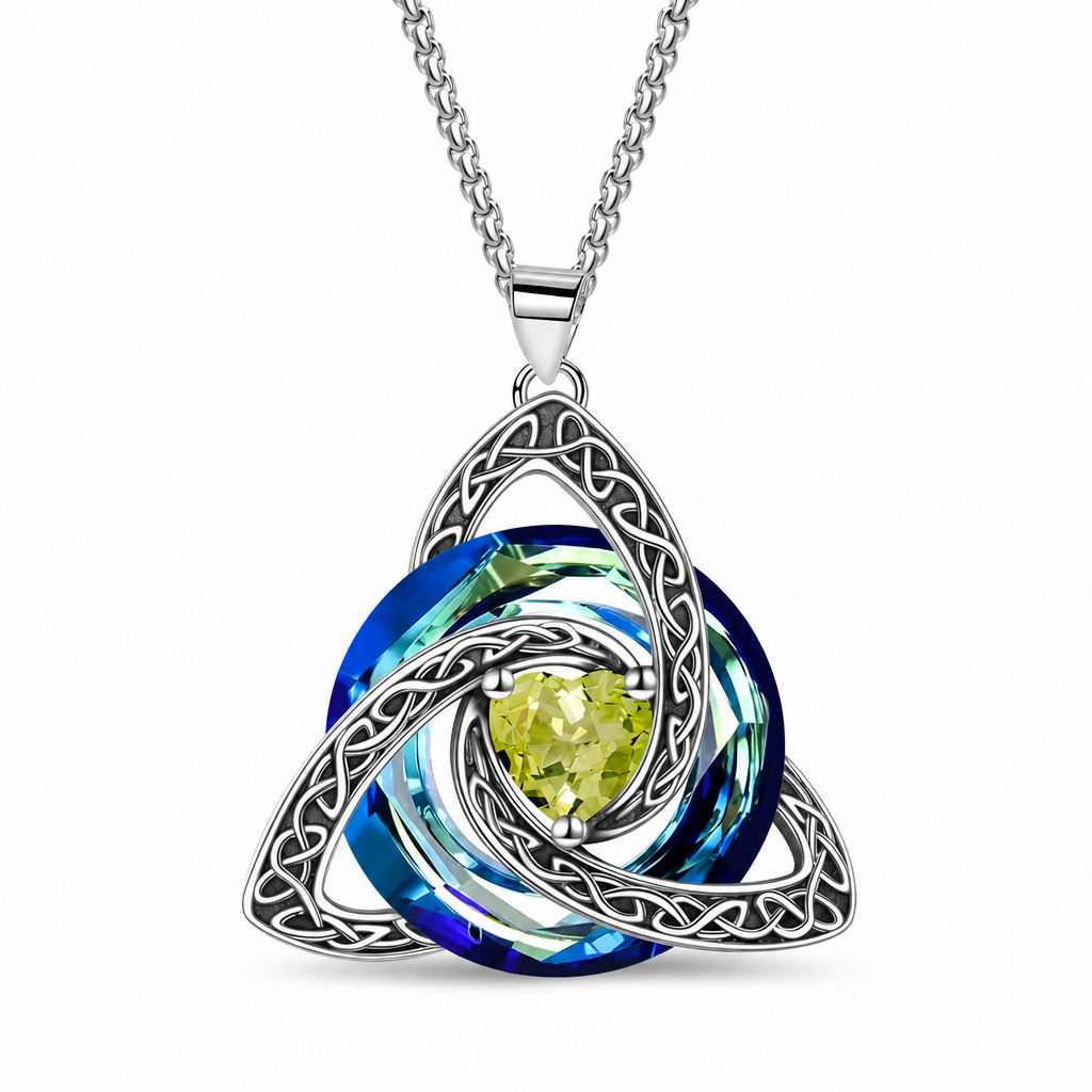 Collier pendentif avec pierre de naissance et nœud celtique pour femme