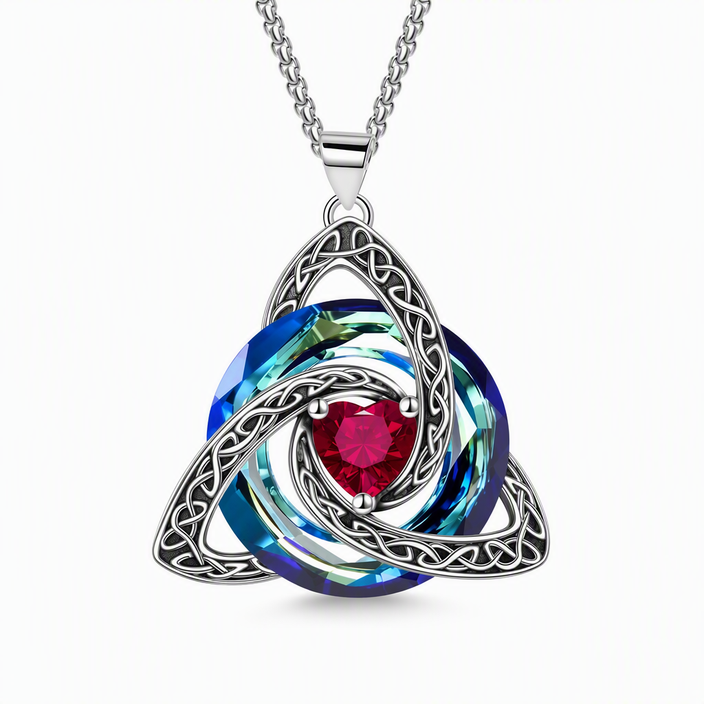Collier pendentif avec pierre de naissance et nœud celtique pour femme
