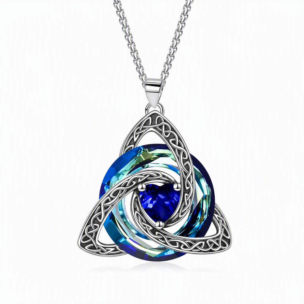 Collier pendentif avec pierre de naissance et nœud celtique pour femme