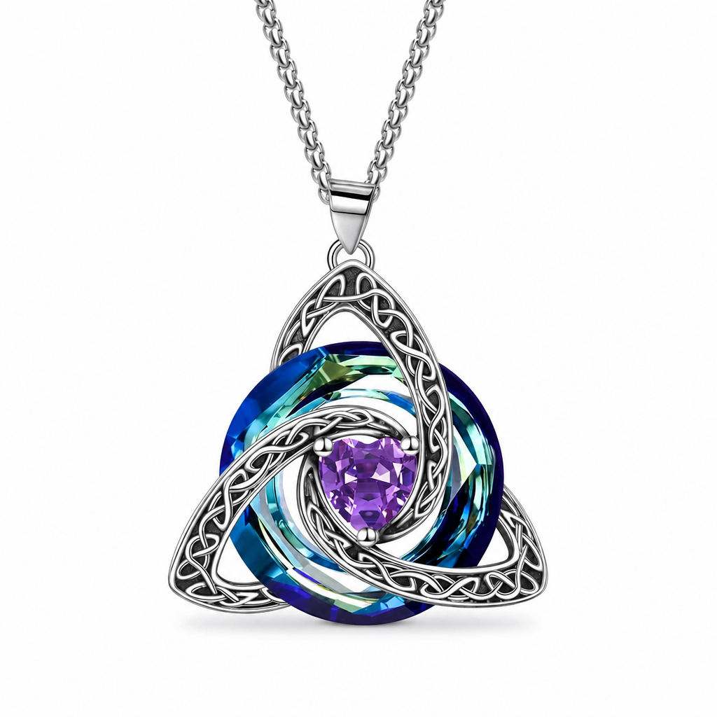 Collier pendentif avec pierre de naissance et nœud celtique pour femme