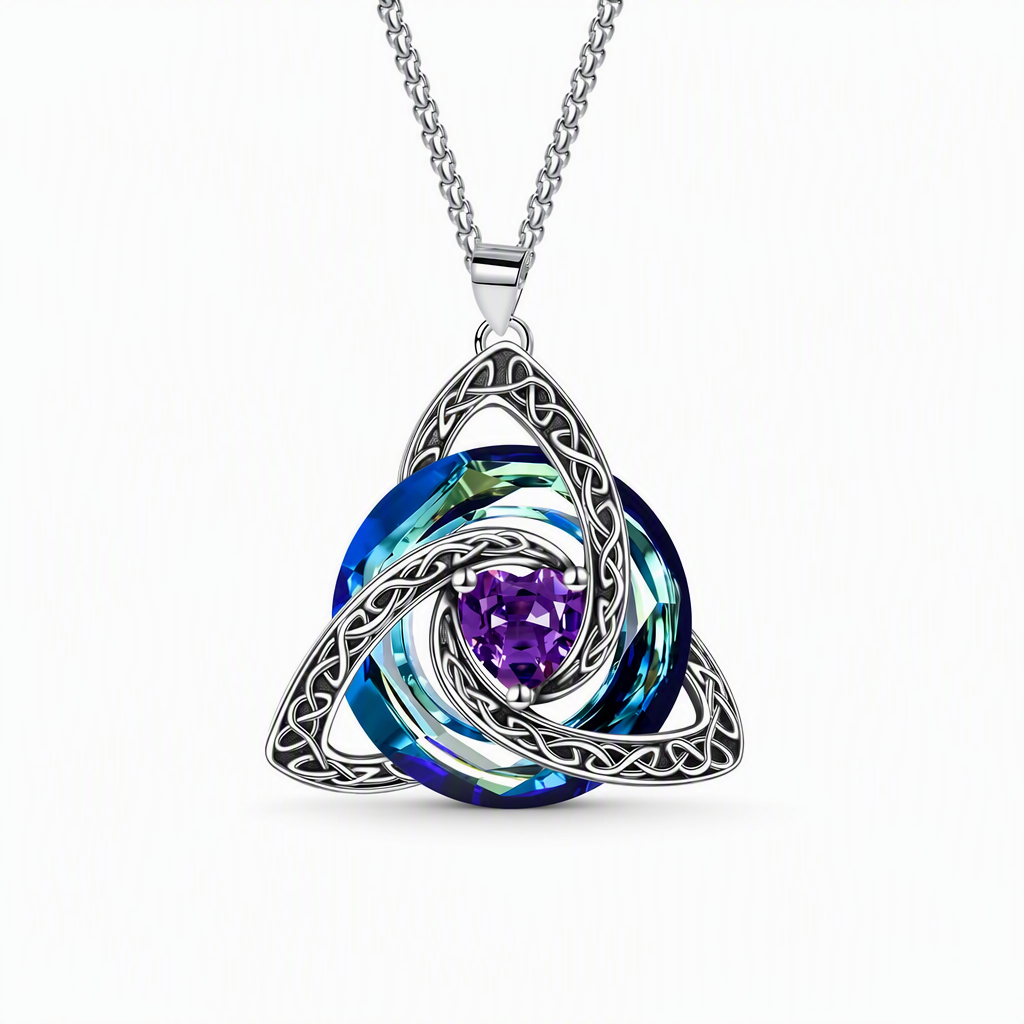Collier pendentif avec pierre de naissance et nœud celtique pour femme