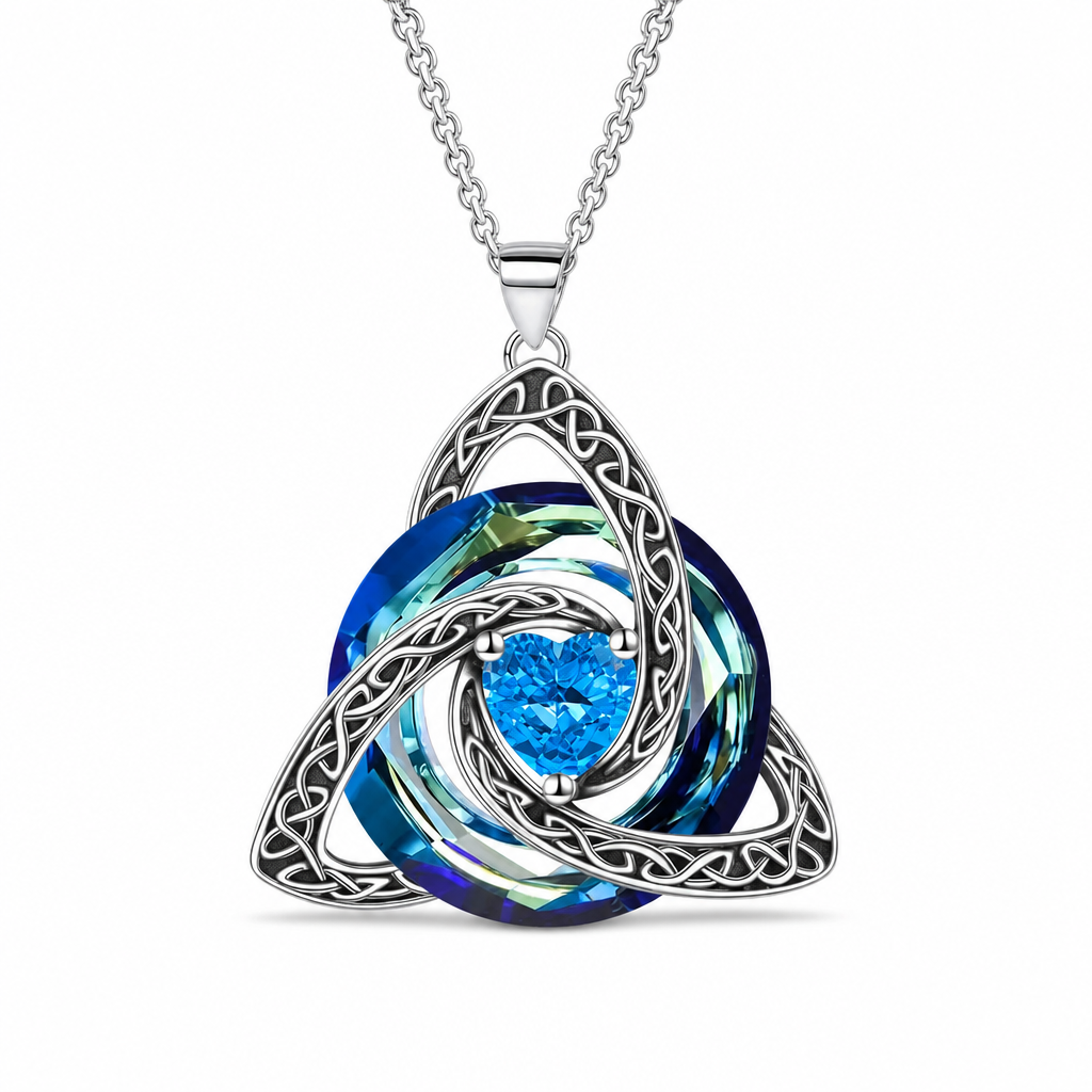 Collier pendentif avec pierre de naissance et nœud celtique pour femme