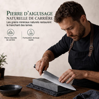 Pierre à aiguiser naturelle en pâte verte, grain 3000, pierre à aiguiser simple face pour couteaux de cuisine