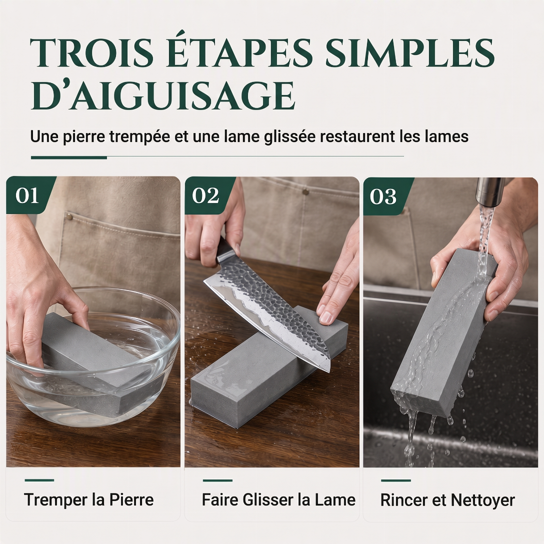 Pierre à aiguiser naturelle en pâte verte, grain 3000, pierre à aiguiser simple face pour couteaux de cuisine