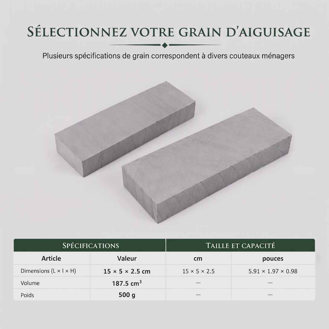 Pierre à aiguiser naturelle en pâte verte, grain 3000, pierre à aiguiser simple face pour couteaux de cuisine
