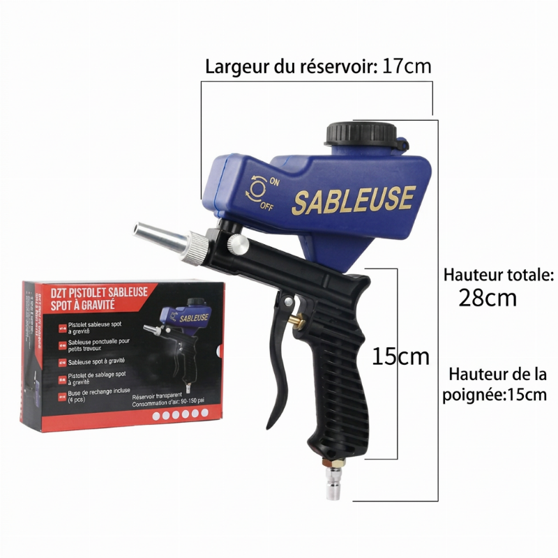Pistolet de sablage pneumatique portable et tenu à la main